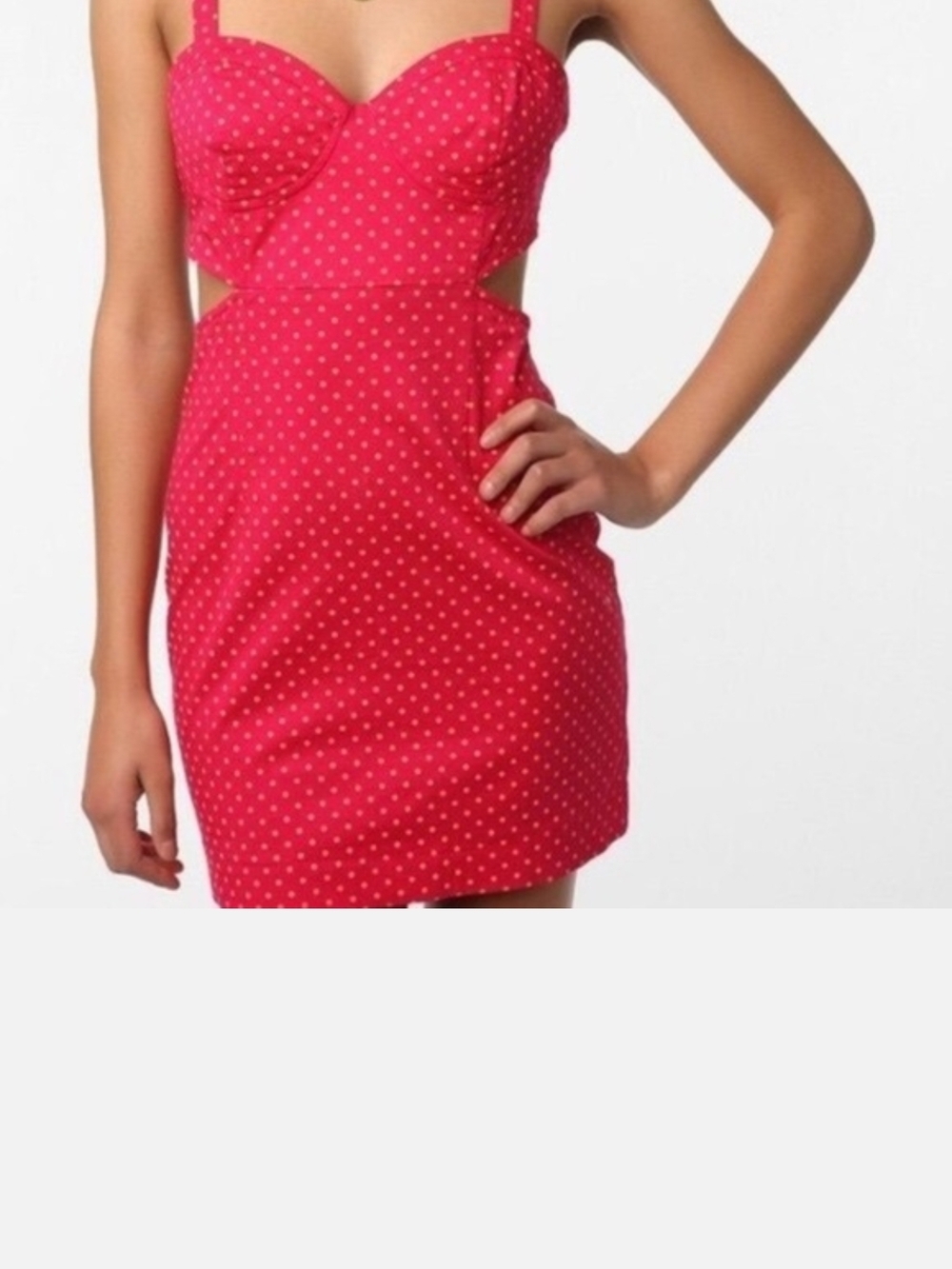 Kimchi Blue Hot Pink Polka Dot Cutout Mini Dress